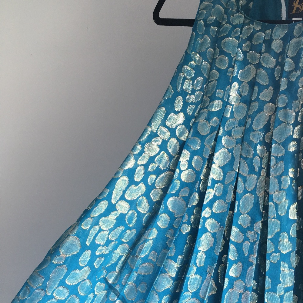 Anthropologie Turquoise + Gold Shift Dress - Picture 2 of 8
